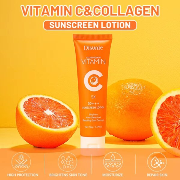 Sunscreen Cream Spf 50 Vitamin C Collagen Moisturizer Brightening Lotion Korean Skin Care Sun Block Sunscreen For The Black Skin - Image 3