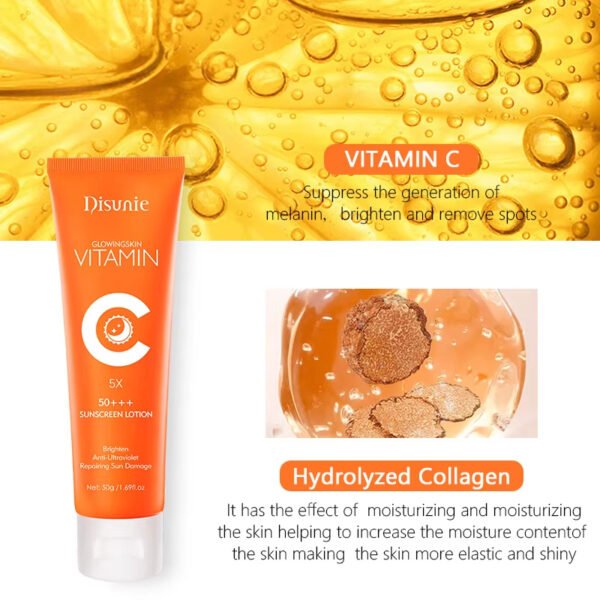 Sunscreen Cream Spf 50 Vitamin C Collagen Moisturizer Brightening Lotion Korean Skin Care Sun Block Sunscreen For The Black Skin - Image 2